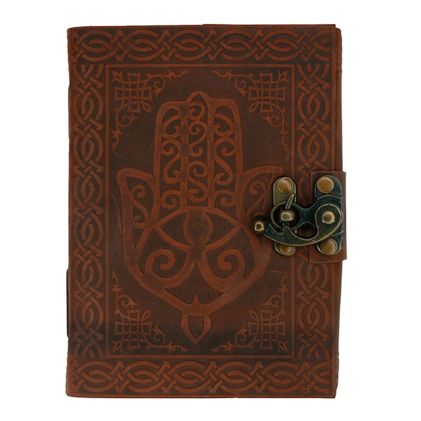Book Leather Book Of Shadows with Hamsa design